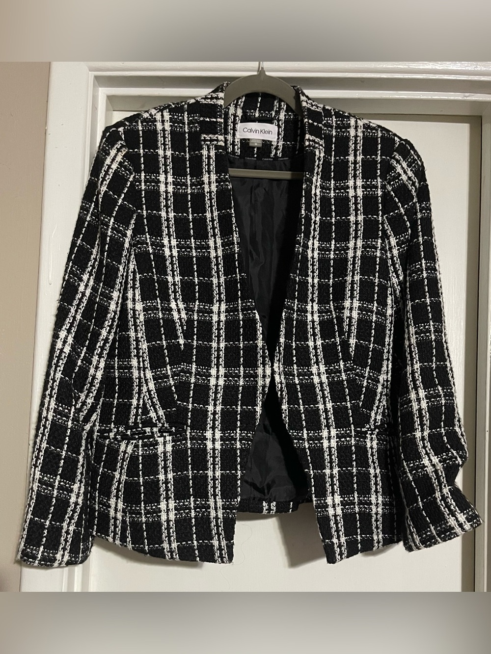 Calvin Klein Tweed Blazer Black/White Size 16 Work Wear